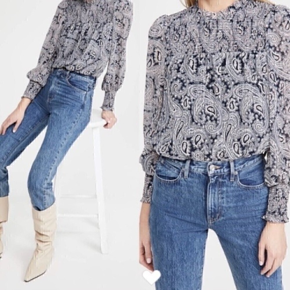 Cinq à Sept Stephanie Smoked Long Sleeve Top